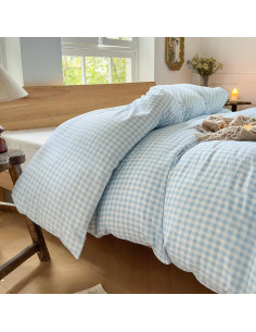 Funda de Edredón Microfibra Gingham Azul Claro 122x183 cm 2
