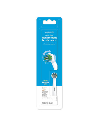 Cabezal de cepillo de dientes eléctrico Amazon Basics, 3 unidades, compatible Oral-B