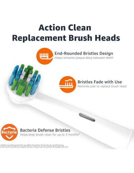 Cabezal de cepillo de dientes eléctrico Amazon Basics, 3 unidades, compatible Oral-B