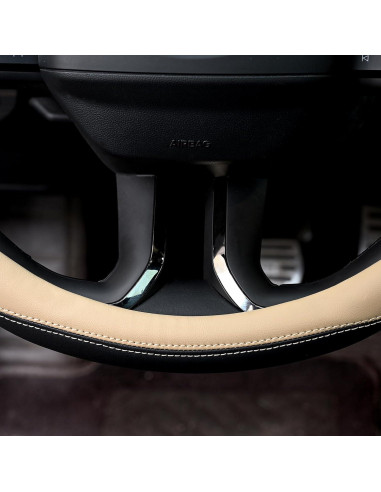 Cubierta de Volante de Cuero Microfibra Valleycomfy 38 cm Beige