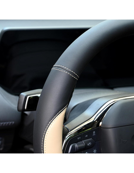 Cubierta de Volante de Cuero Microfibra Valleycomfy 38 cm Beige Cubierta de Volante de Cuero Microfibra Valleycomfy 38 cm Beige