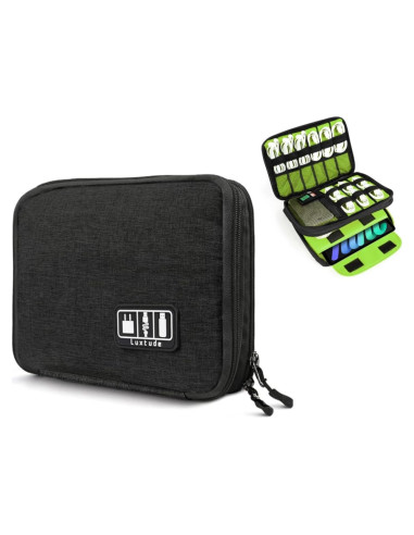Organizador de Cables Luxtude Mediano Negro Doble Capa
