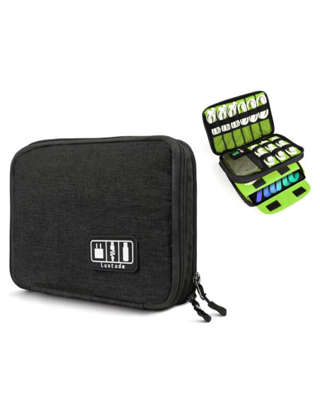Organizador de Cables Luxtude Mediano Negro Doble Capa