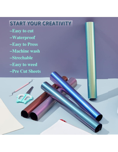 Vinilo de Transferencia de Calor Tintnut Camaleón 30.48x25.4cm 9 Colores