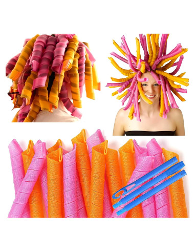 50 Rulos de Pelo Espiral Sin Calor MC-MAGIC CURLER 55.88 cm