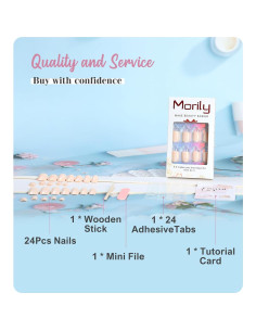 Uñas Postizas Morily Cortas Cuadradas Nude Brillantes - 24 Piezas 2