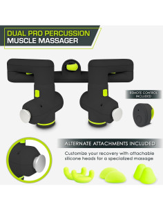 Pistola Masajeadora ProsourceFit Dual Pro, 6 Accesorios, Alivio Tejido Profundo, 4 Velocidades, Silenciosa, Negra 2