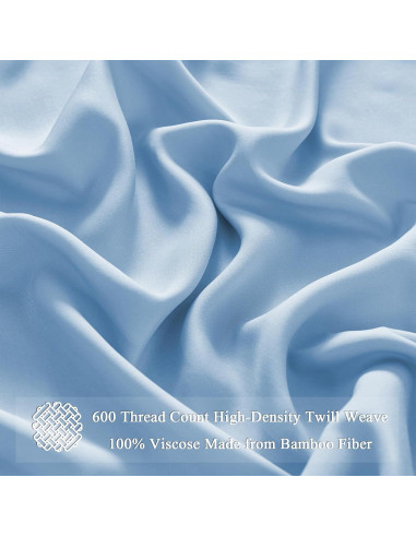 Sábanas Doble HCORA 100% Viscosa Bambú 600 Hilos Azul