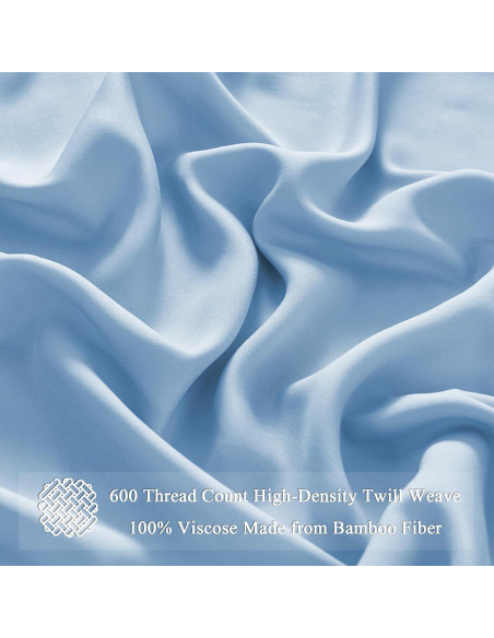 Sábanas Doble HCORA 100% Viscosa Bambú 600 Hilos Azul