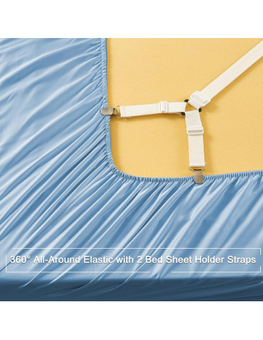 Sábanas Doble HCORA 100% Viscosa Bambú 600 Hilos Azul