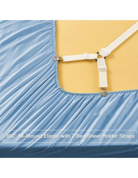 Sábanas Doble HCORA 100% Viscosa Bambú 600 Hilos Azul