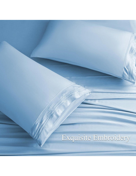 Sábanas Doble HCORA 100% Viscosa Bambú 600 Hilos Azul