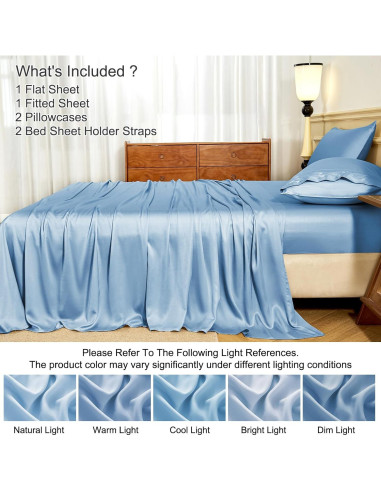 Sábanas Doble HCORA 100% Viscosa Bambú 600 Hilos Azul