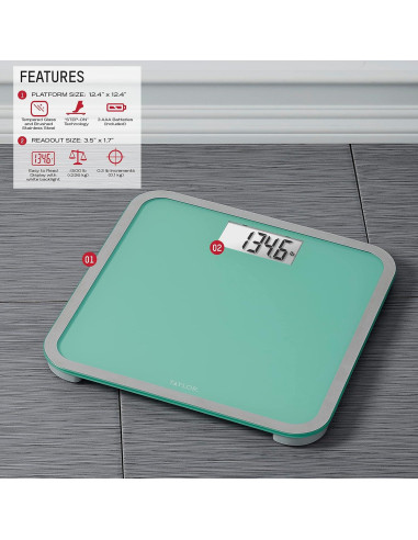 Báscula Digital de Vidrio Taylor 5274460 500 kg Verde Espuma