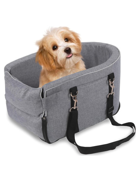 Asiento de Coche para Perros Prpeko Gris - Antideslizante, 45x26x22 cm