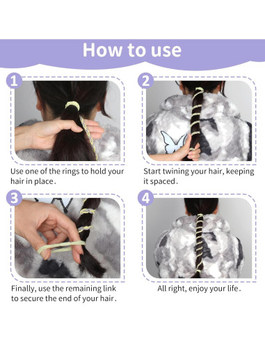 Tiras de Cabello en Espiral TBUKEOM - 4 Pcs Sin Daño, Multicolor