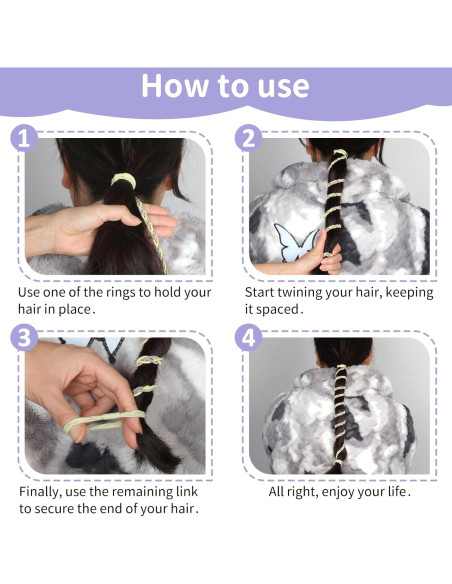 Tiras de Cabello en Espiral TBUKEOM - 4 Pcs Sin Daño, Multicolor