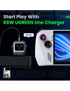 Cargador UGREEN Uno 65W GaN 3 Puertos Robot Negro 2