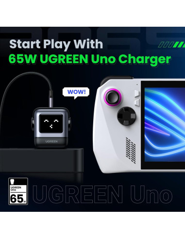 Cargador UGREEN Uno 65W GaN 3 Puertos Robot Negro