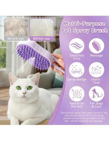 Cepillo de Vapor 4 en 1 Petayouj para Gatos y Perros - Naranja