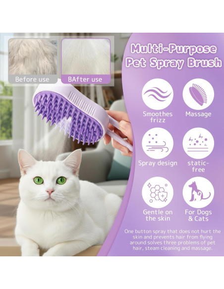 Cepillo de Vapor 4 en 1 Petayouj para Gatos y Perros - Naranja