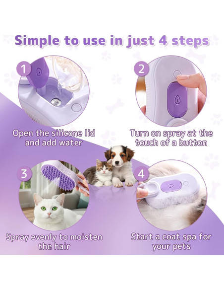 Cepillo de Vapor 4 en 1 Petayouj para Gatos y Perros - Naranja