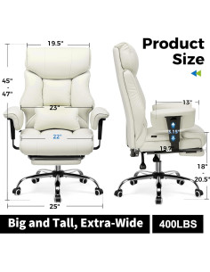 Silla de Juego GTRACING L-CH510 Grande 400LBS Beige Ergonómica 2