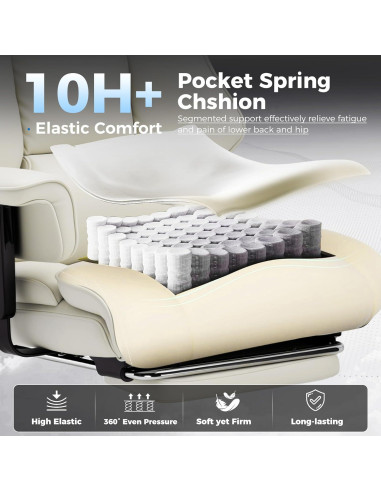 Silla de Juego GTRACING L-CH510 Grande 400LBS Beige Ergonómica