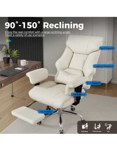 Silla de Juego GTRACING L-CH510 Grande 400LBS Beige Ergonómica