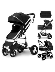 Cochecito Modular Kinder King 2 en 1 Negro Plegable Reversible