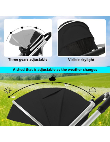 Cochecito Modular Kinder King 2 en 1 Negro Plegable Reversible