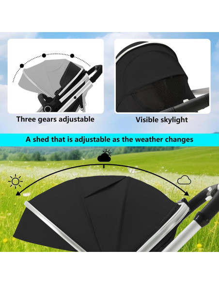 Cochecito Modular Kinder King 2 en 1 Negro Plegable Reversible