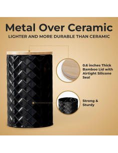 Conjunto de 4 Latas de Metal Negro Pebble & Stem Herméticas 2