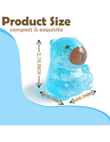 Pelota Squishy Kawaii ZTATU Capibara Azul 5x5x7 cm