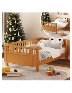 Cama Twin Montessori Luckiofvonne con Barandillas Desmontables