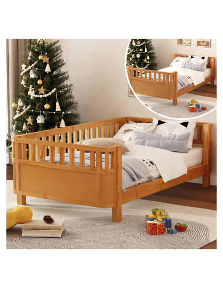 Cama Twin Montessori Luckiofvonne con Barandillas Desmontables