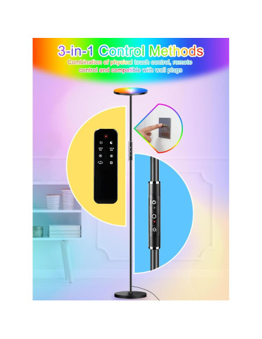 Lámpara de Pie LED RGB Monococo 36W 3600LM Control Remoto