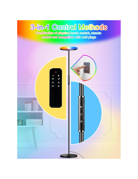 Lámpara de Pie LED RGB Monococo 36W 3600LM Control Remoto