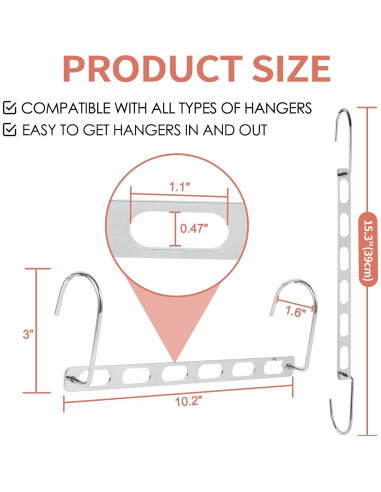 Perchas Ahorradoras de Espacio TREES & BREEZE, Paquete de 10
