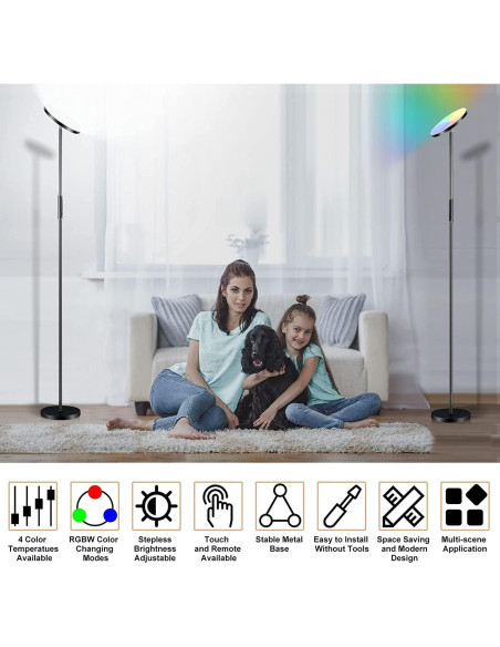 Lámpara de Pie LED RGB Monococo 36W 3600LM Control Remoto