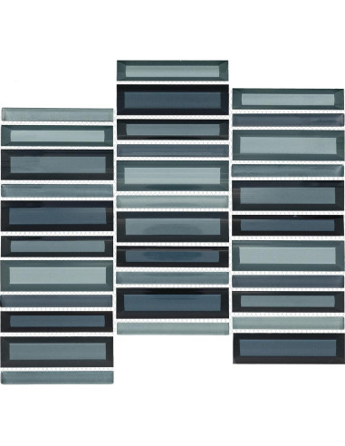 Mosaico de Vidrio Cerulean Swell 1x4" Tile Mart 3D