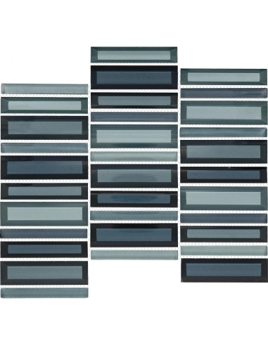 Mosaico de Vidrio Cerulean Swell 1x4" Tile Mart 3D