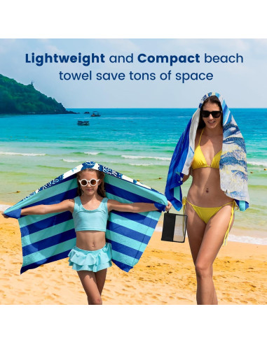 Toalla de Playa Microfibra Uisgong 2 Paquete 180x81cm Secado Rápido