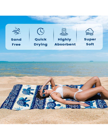 Toalla de Playa Microfibra Uisgong 2 Paquete 180x81cm Secado Rápido