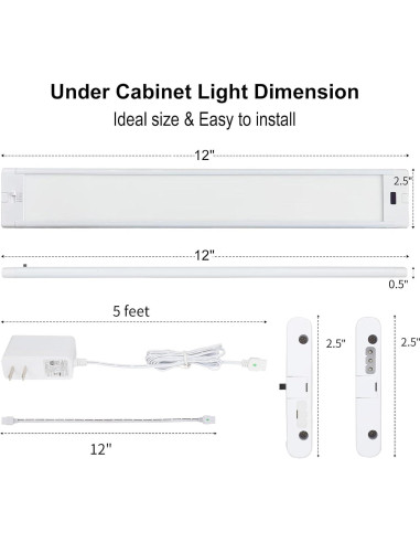 Luces LED Bajo Gabinete iQuincy 30.48cm 2 Paquete con Sensor
