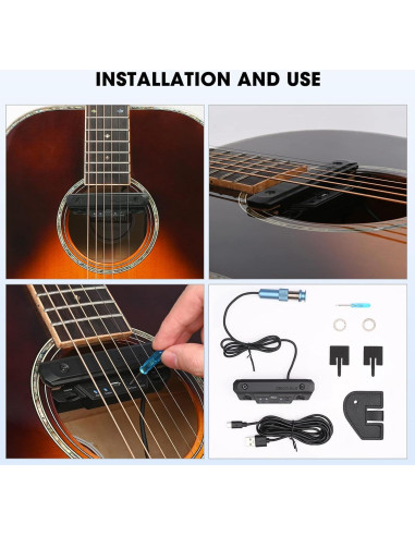 Pastilla de Guitarra Acústica Activa Recargable con Micrófono