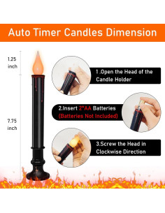 Velas LED Sin Llama 23 cm SUNSGNE - Paquete de 10 Negras 2