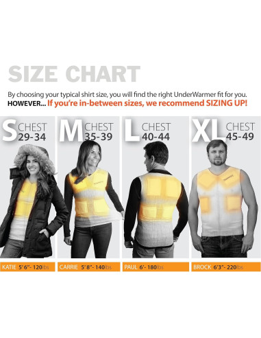 Camisa Calentada UnderWarmer Unisex X-Large Blanca 12 Horas