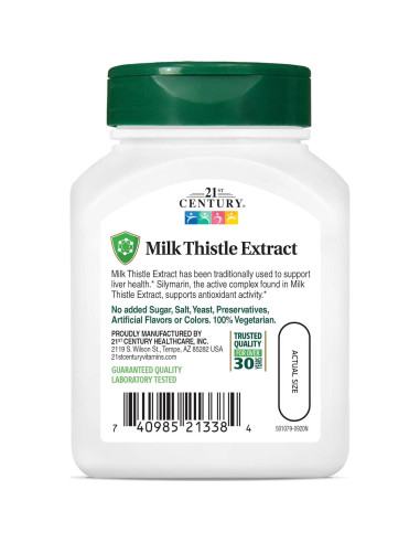 Extracto de Cardo Mariano 21st Century 60 Cápsulas Veganas