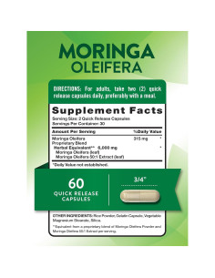 Cápsulas de Moringa Oleifera Verdad de la Naturaleza 6000mg 2